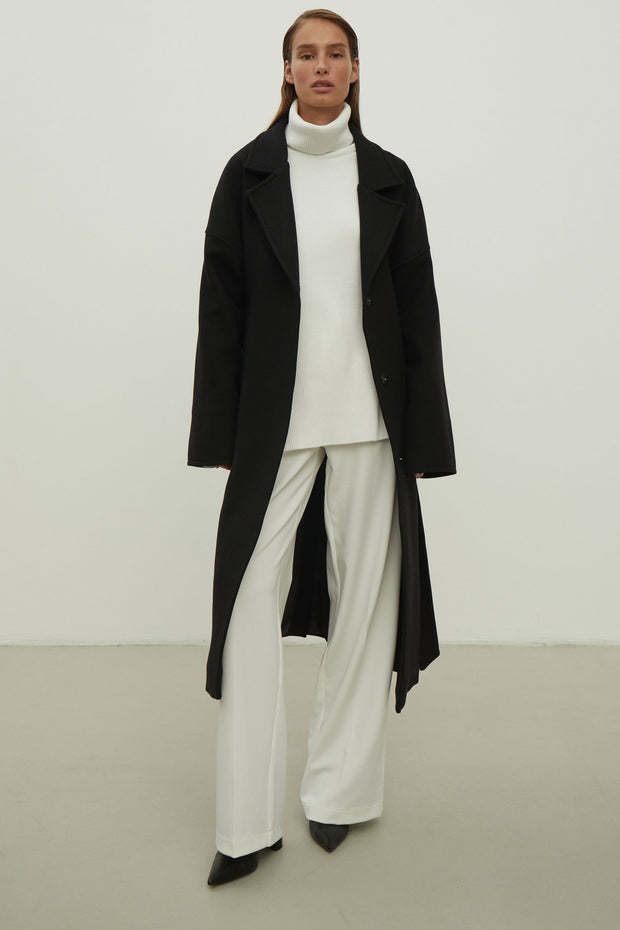 Woolen coat-robe in gray