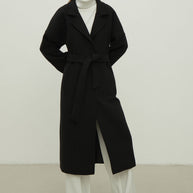Woolen coat-robe in gray