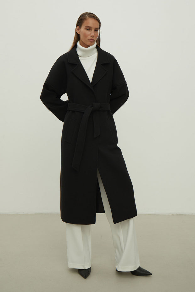 Woolen coat-robe in gray