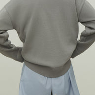 Gray merino wool round neck sweater