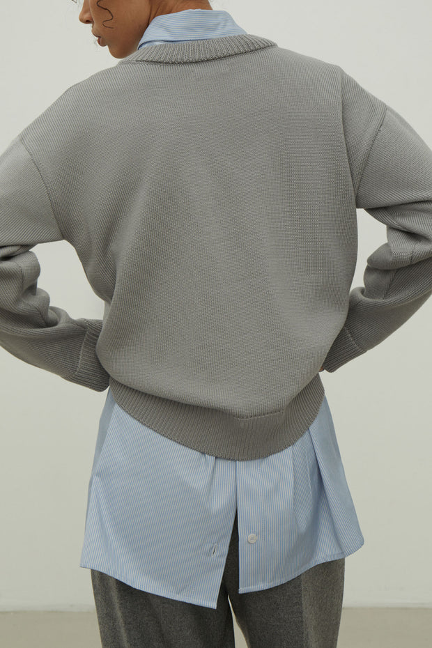 TEST -  last Available swatch -> Gray merino wool round neck sweater (clone)