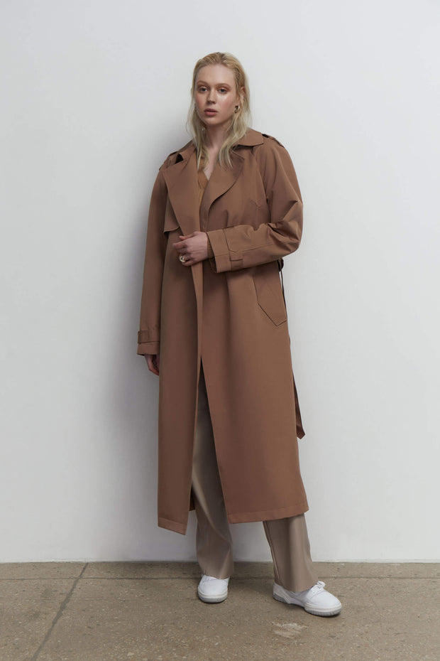 Trenchcoat oversized in brown/blue gray