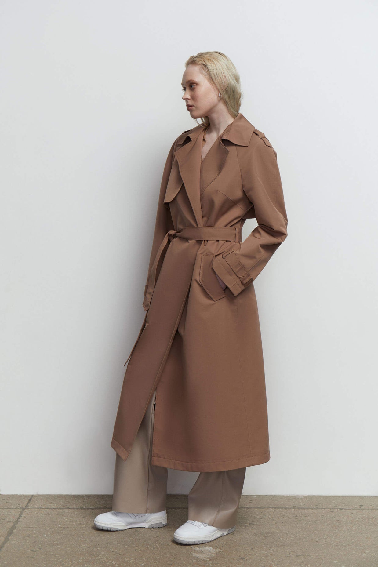 Trenchcoat oversized in brown/blue gray