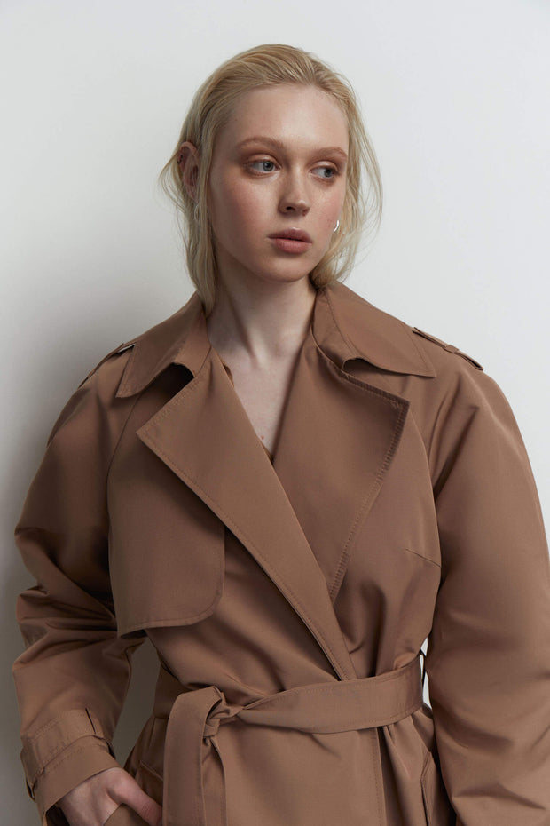 Trenchcoat oversized in brown/blue gray
