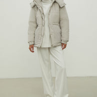 Women's jacket with a belt in graphite color