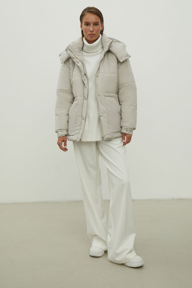 Women's jacket with a belt in graphite color