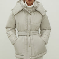 Women's jacket with a belt in graphite color