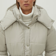 Women's jacket with a belt in graphite color