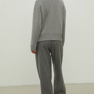 Gray merino wool round neck sweater