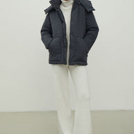 Women's jacket with a belt in graphite color