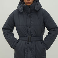 Women's jacket with a belt in graphite color
