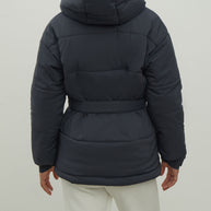 Women's jacket with a belt in graphite color