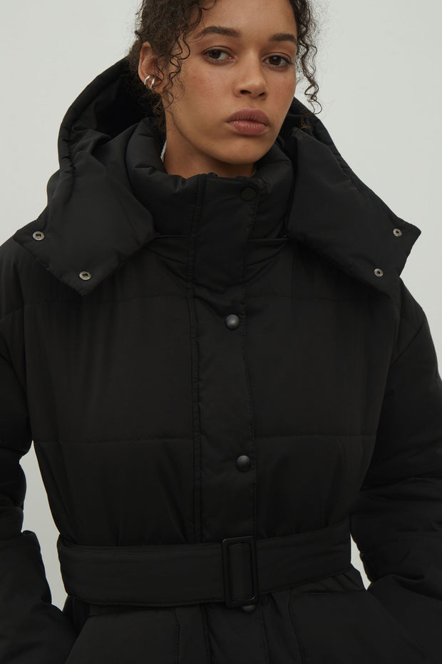 Women's jacket with a belt in graphite color