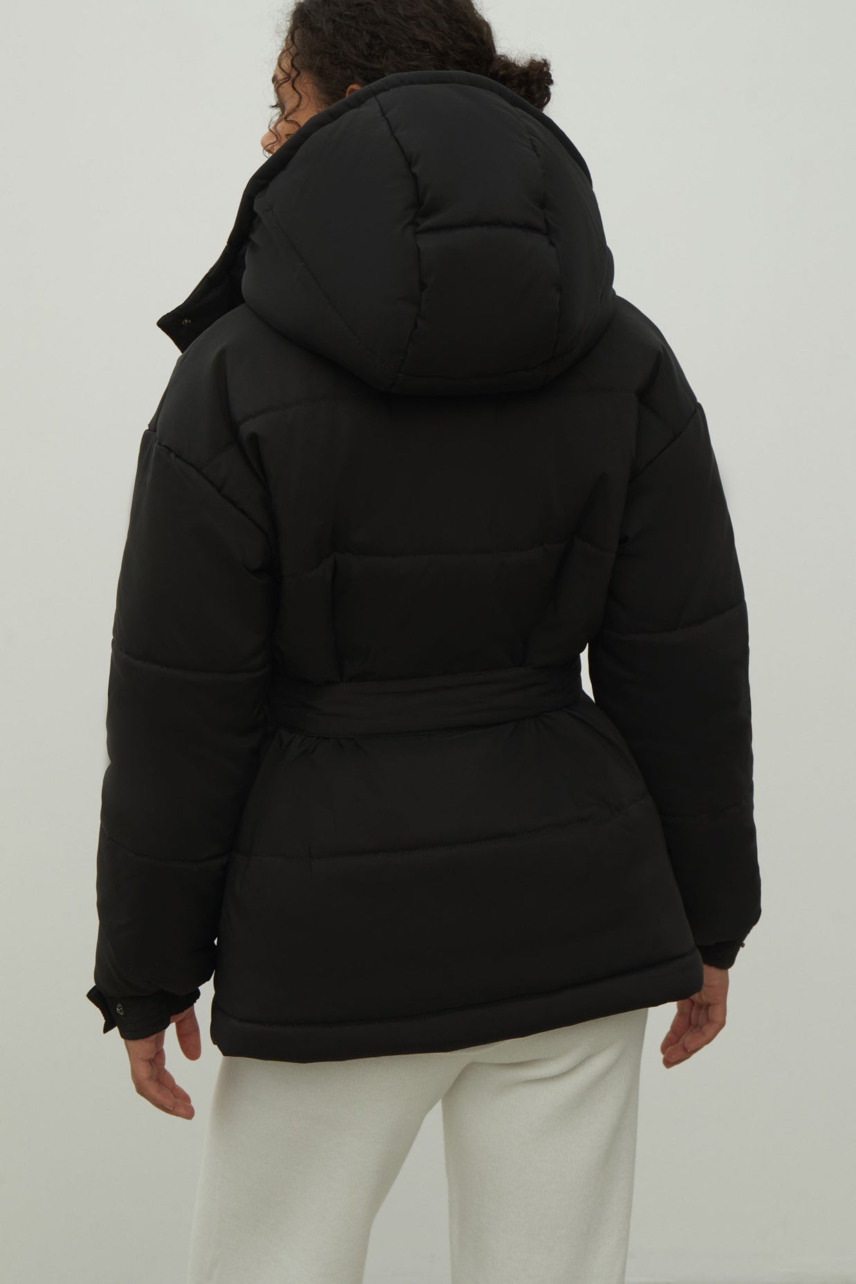 Women's jacket with a belt in graphite color