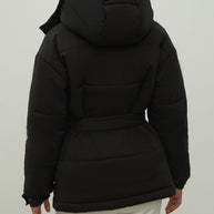 Women's jacket with a belt in graphite color