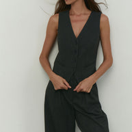 Classic dark gray vest with stripes