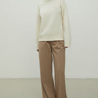 Gray merino wool round neck sweater