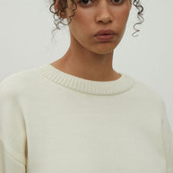 Gray merino wool round neck sweater
