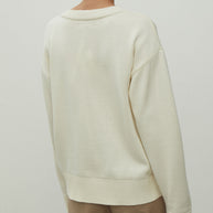 Gray merino wool round neck sweater
