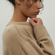 Gray merino wool round neck sweater