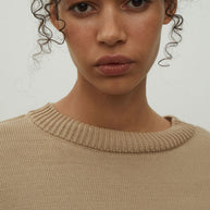 Gray merino wool round neck sweater