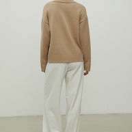 Gray merino wool round neck sweater