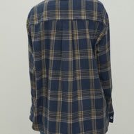 Shirt with a pocket in a beige check dark blue
