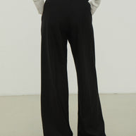 Low-rise woolen palazzo pants in black