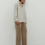 Shirt with patch pocket in cobalt/cream