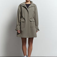 Lightweight parka with drawstring in khaki