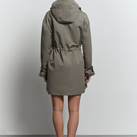 Lightweight parka with drawstring in khaki
