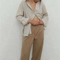 Shirt with patch pocket in cobalt/cream