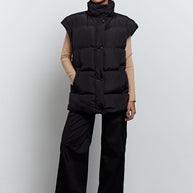 Oversized quilted vest in black