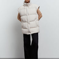 Oversized quilted vest in blue