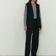 Elongated vest with costume fabric in black