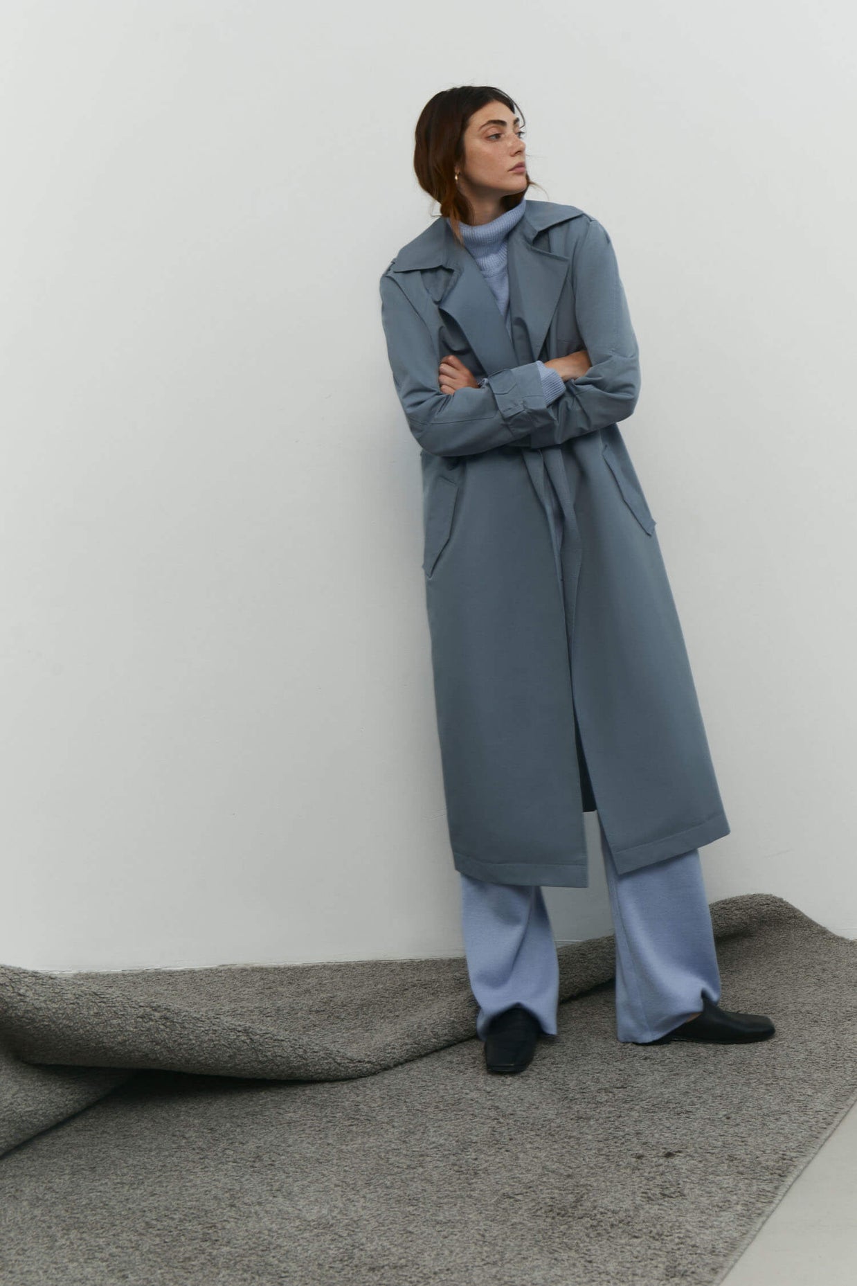 Trenchcoat oversized in brown/blue gray