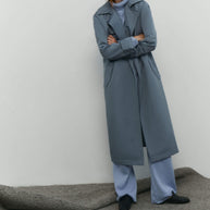 Trenchcoat oversized in brown/blue gray