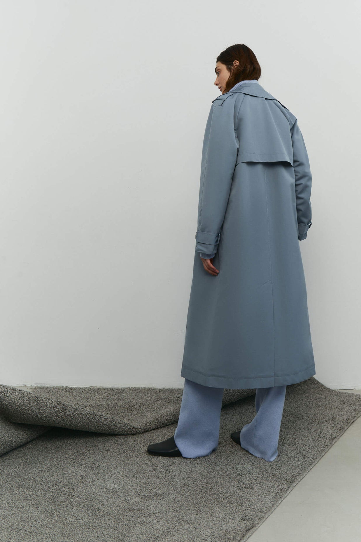Trenchcoat oversized in brown/blue gray
