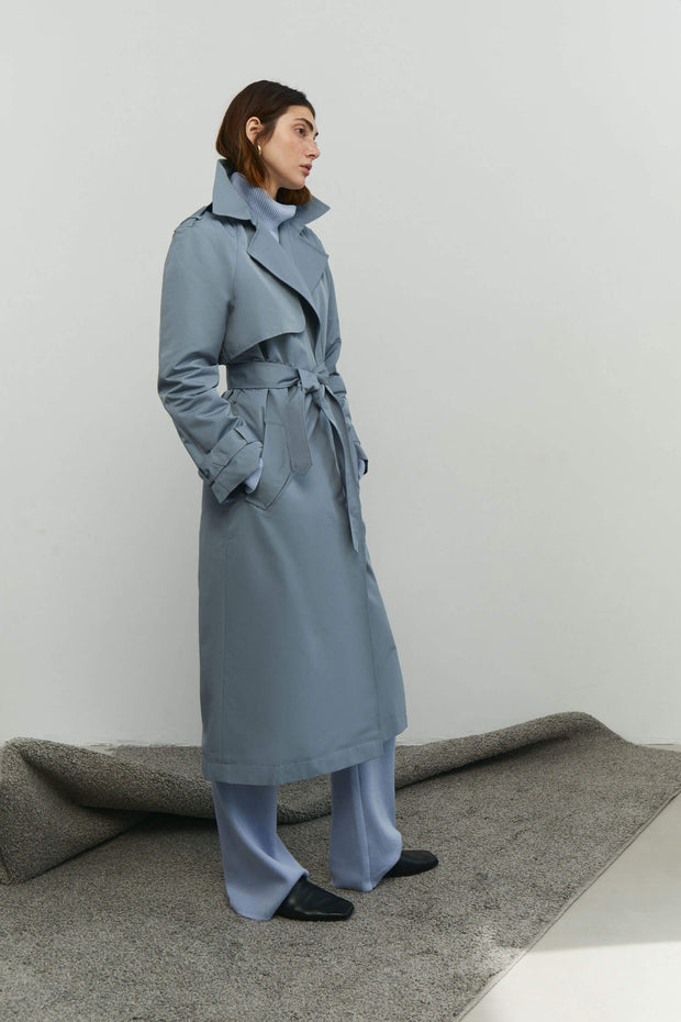 Trenchcoat oversized in brown/blue gray
