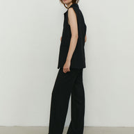 Elongated vest with costume fabric in black