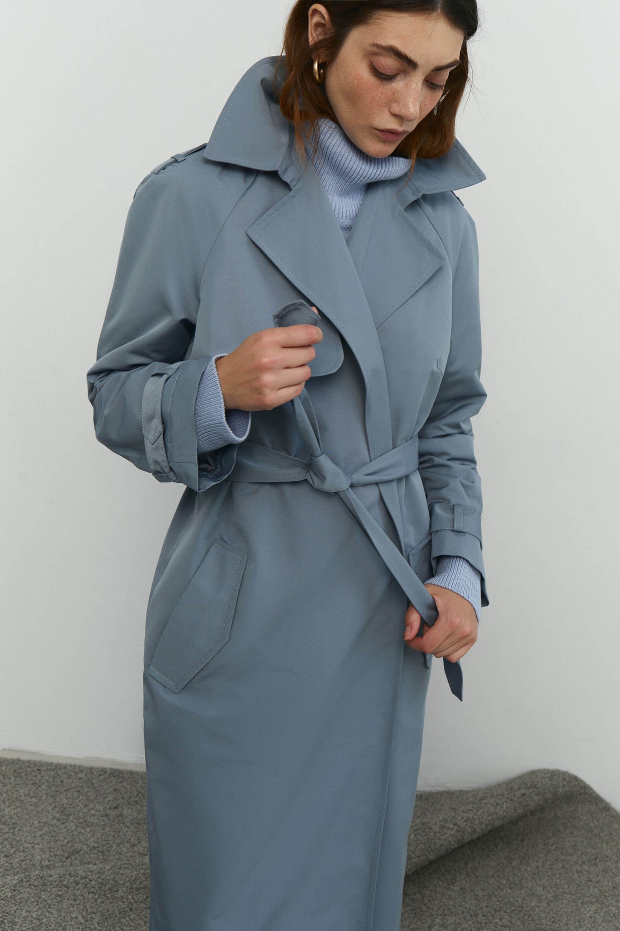 Trenchcoat oversized in brown/blue gray