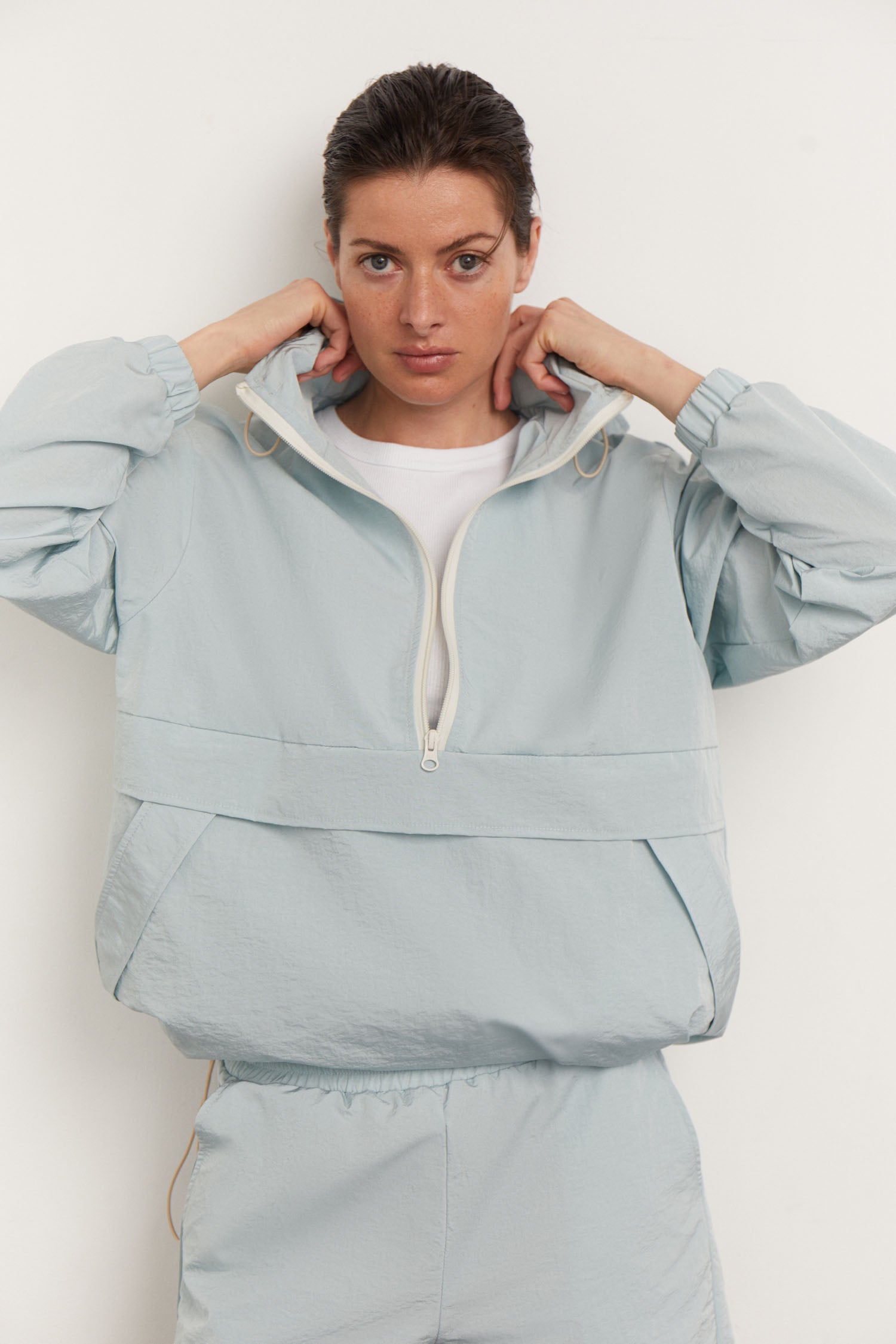 Oversized anorak jacket in blue