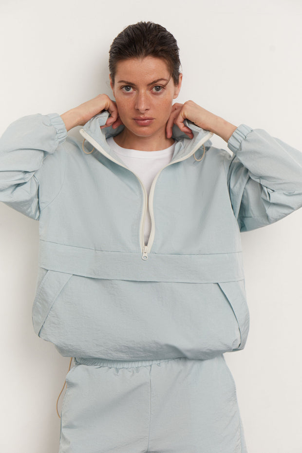 Oversized anorak jacket in blue