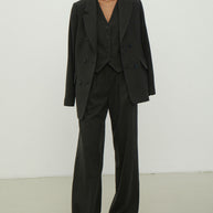 Classic woolen vest in a gray-green stripe