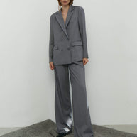 Palazzo pants with double tucks in gray/black