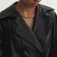 Faux leather oversized trenchcoat in chocolate/black