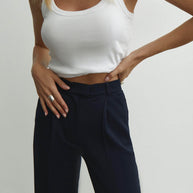 Palazzo pants in cappuccino/navy blue/black