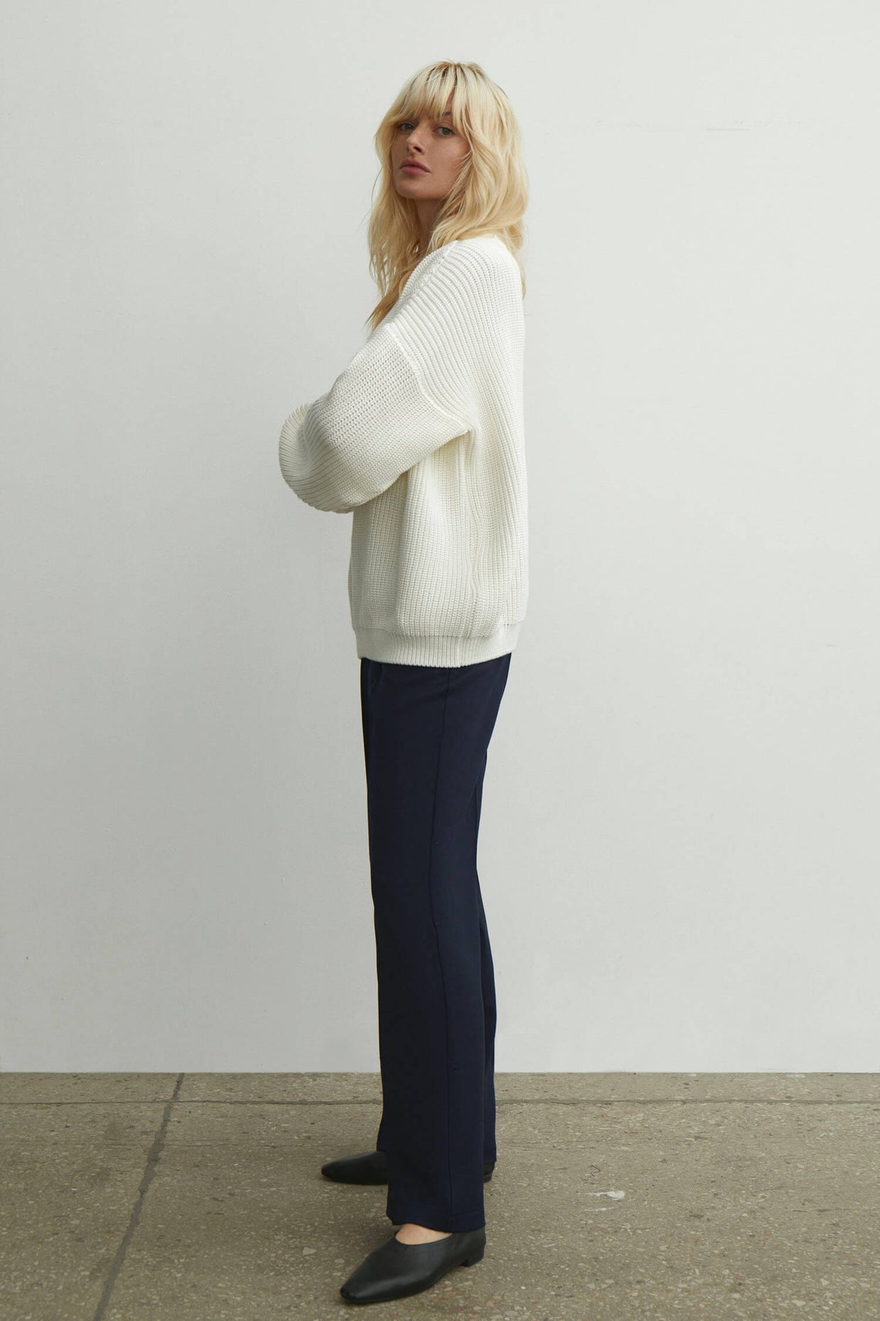 Palazzo pants in cappuccino/navy blue/black