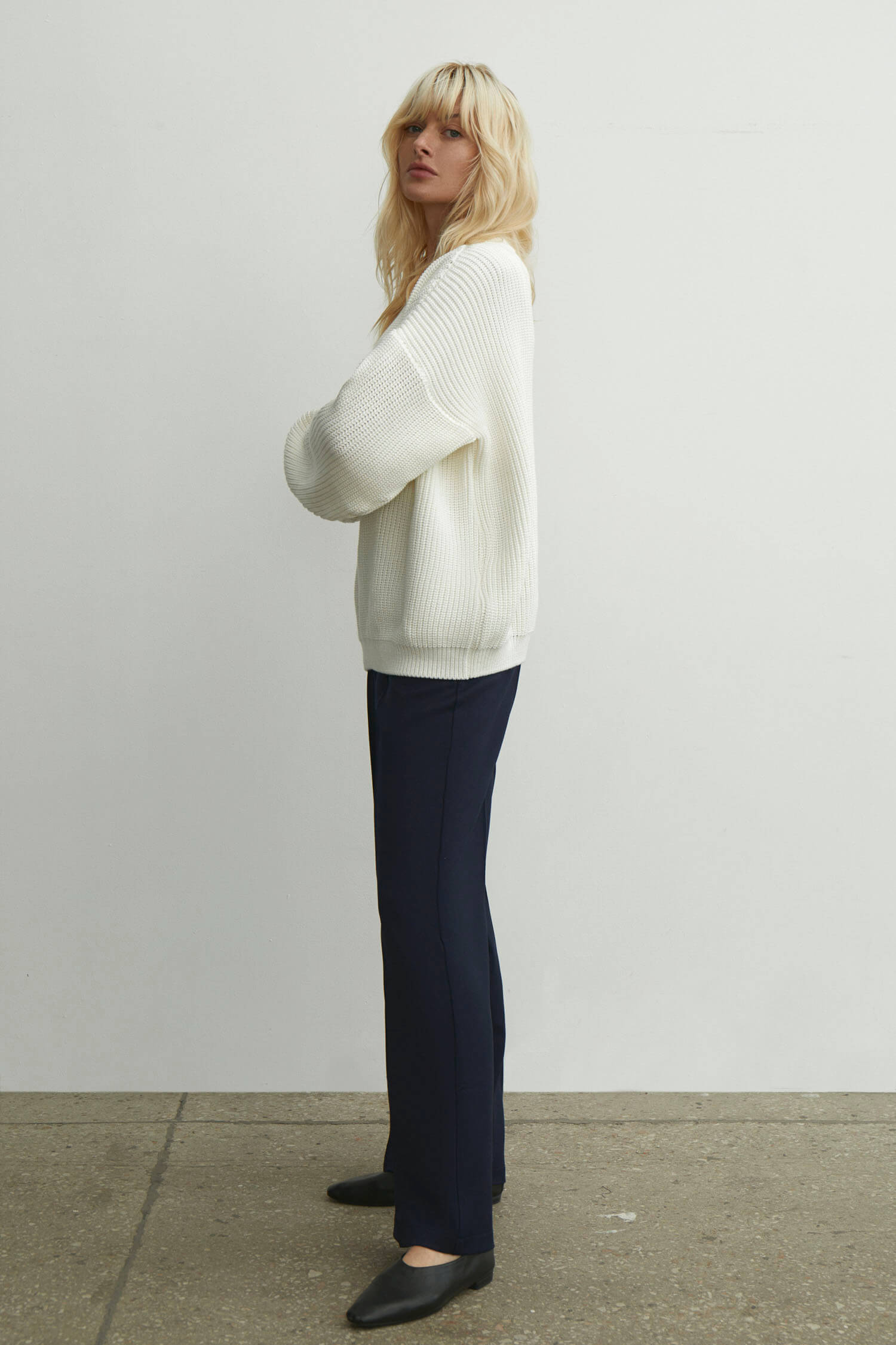 Palazzo pants in cappuccino/navy blue/black