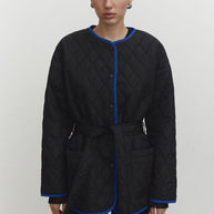 Quilted jacket with a belt